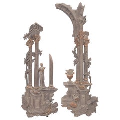 Grand Tour Style Italian Carved Temple Ruins, Stamped 'Palladio'