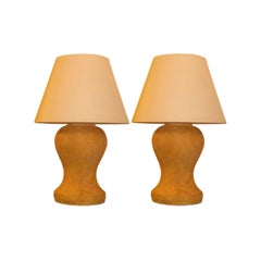 Pair of French Modern Neoclassical Plaster Table Lamps After Jean Michel Frank