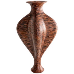 California Redwood Scalloped Vase, NYC WaterTower, Handmade, Sculpture, In Stock