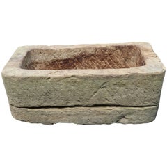 Hand-Carved Belgian Bluestone Trough, in Two Pieces, Circa 1900