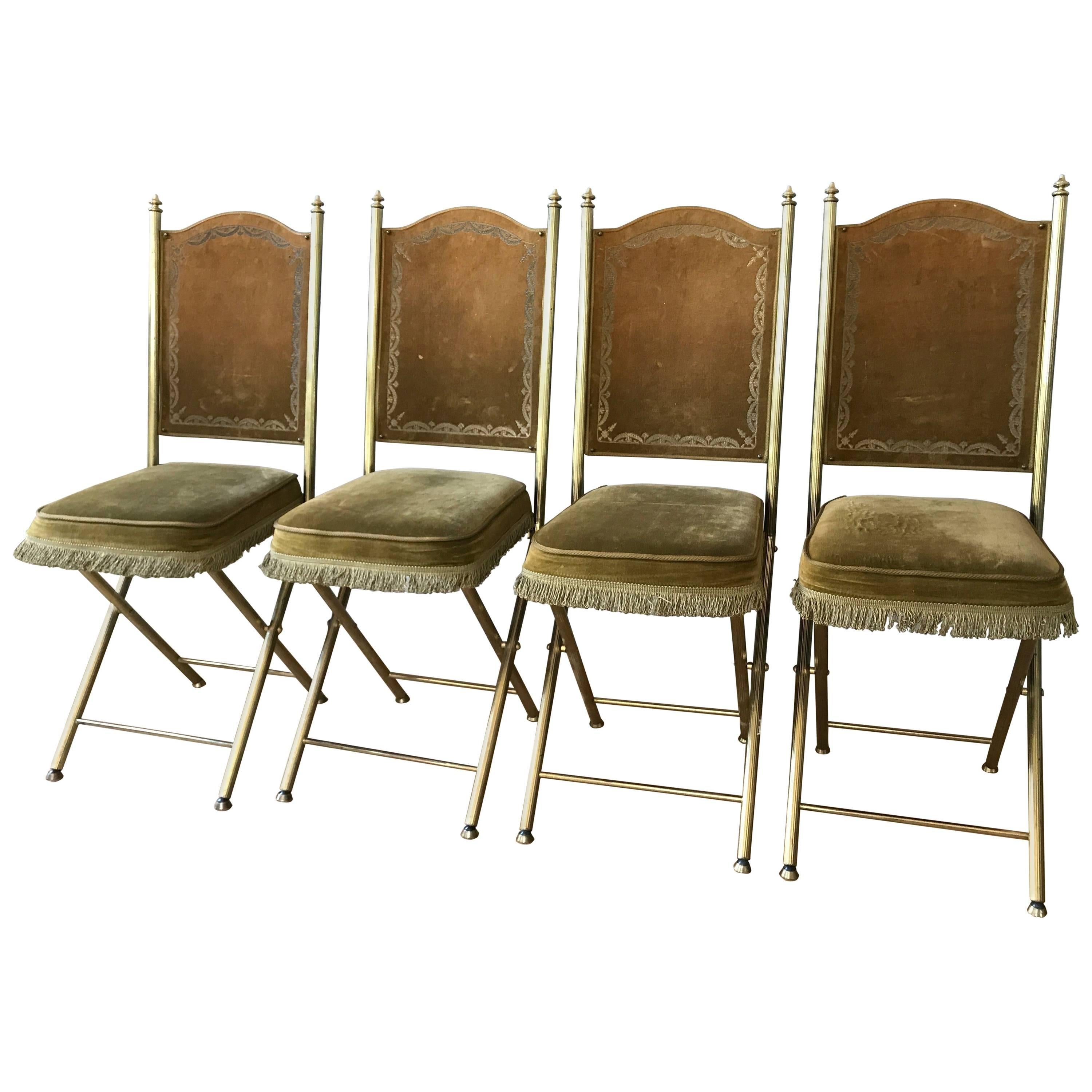 Chartreuse Velvet French Opera Chairs For Sale