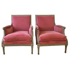 Pair of Velvet Louis XVI Bergère Armchairs 7