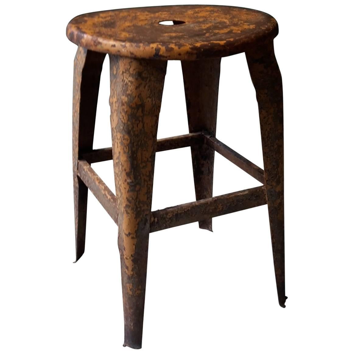 Early 20th Century French Nicolle Stool Made of Metal, 1930s For Sale