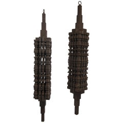 Rustic Wooden HAND-CARVED CHANDELIERS [PAIR]