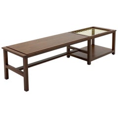 Walnut and Brass Coffee Table with Integral Magazine Rack by Dunbar