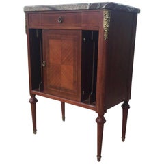 Elegant Louis XVI Style Mahogany Side Table or Nightstand with Marble Top