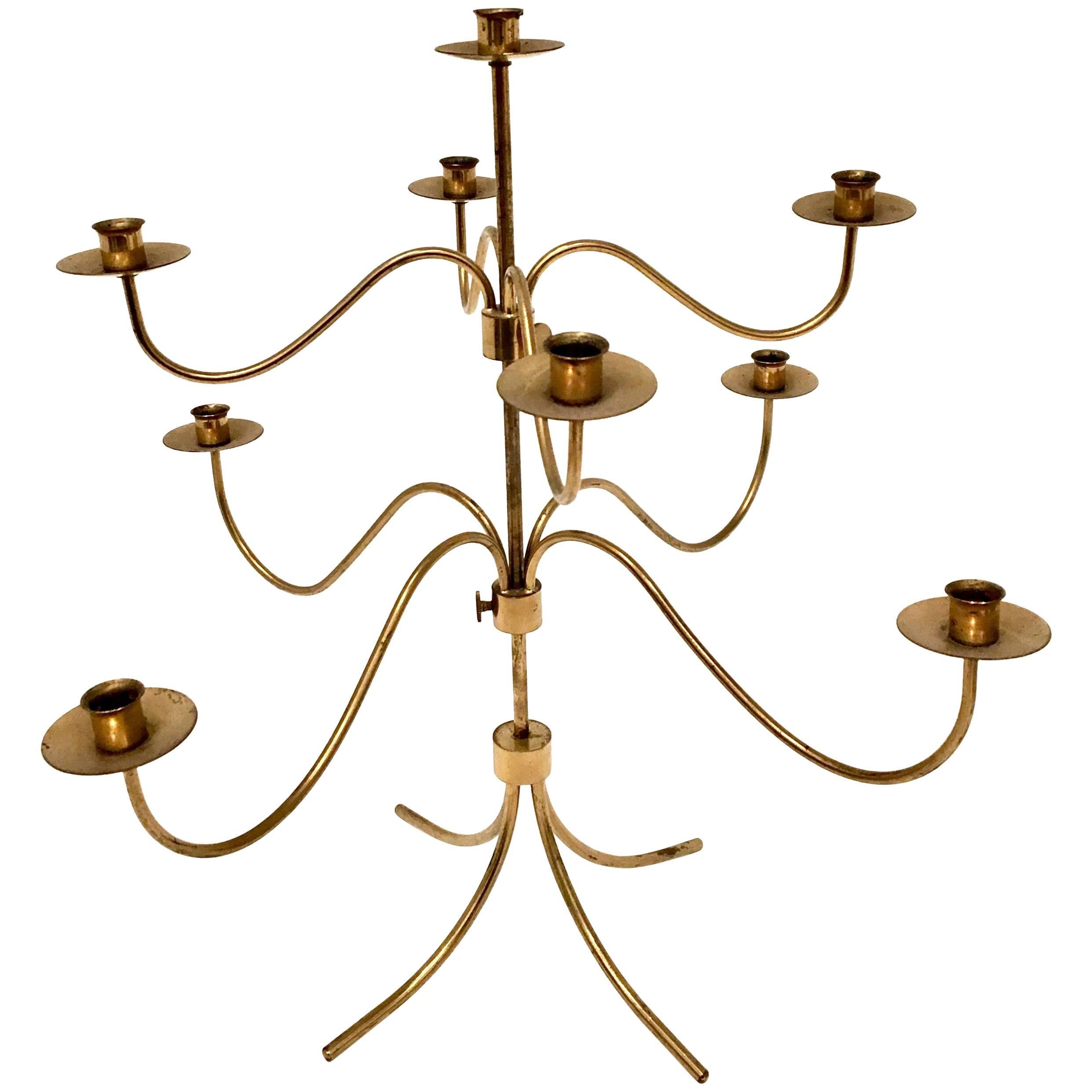 Adjustable Arms Brass Candelabra Attributed to Hans Bergstrom