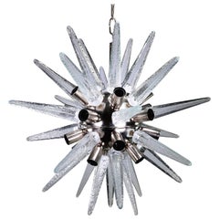 Italian Murano Mid Century Modern Handmade Spike Glass Sputnik Chandelier, 1980s