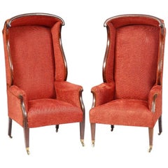 Pair of Georgian Style Mahogany Framed Porters Chairs