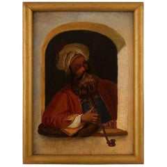 Painter Unknown, 19th Century, Pipe-Smoking Turk with Turban