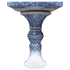 Bjørn Wiinblad. Unique Flower Table, 1992, of Ceramics with Blue Decoration