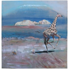 Whimsical Oil Painting on Canvas of African Giraffe by Sam Amato