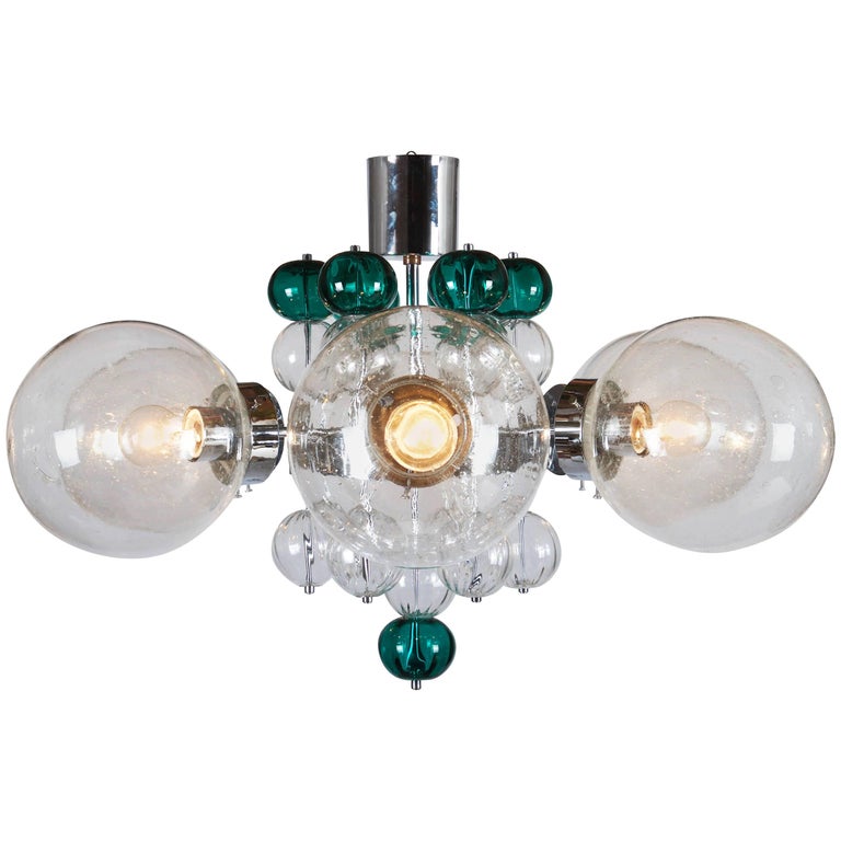 Stunning Large Chandelier with Handblown Glass Globes at 1stDibs