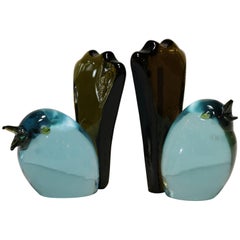 Pair of Glass Chick Bookends by Salviati & Co.