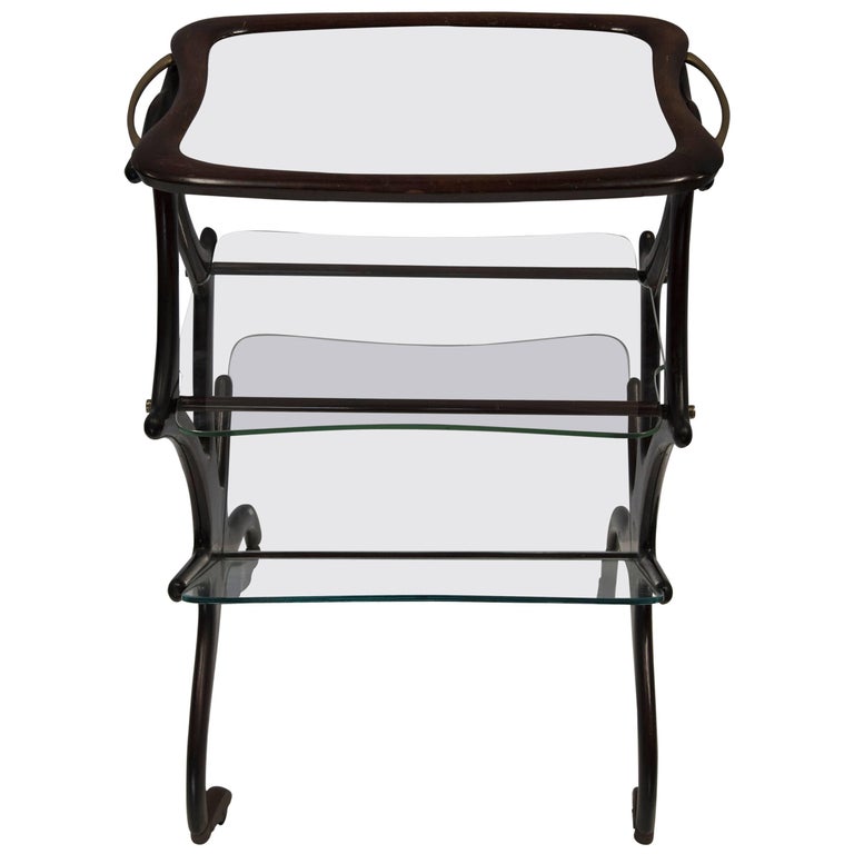 CESARE LACCA Glass Bar Cart For Sale