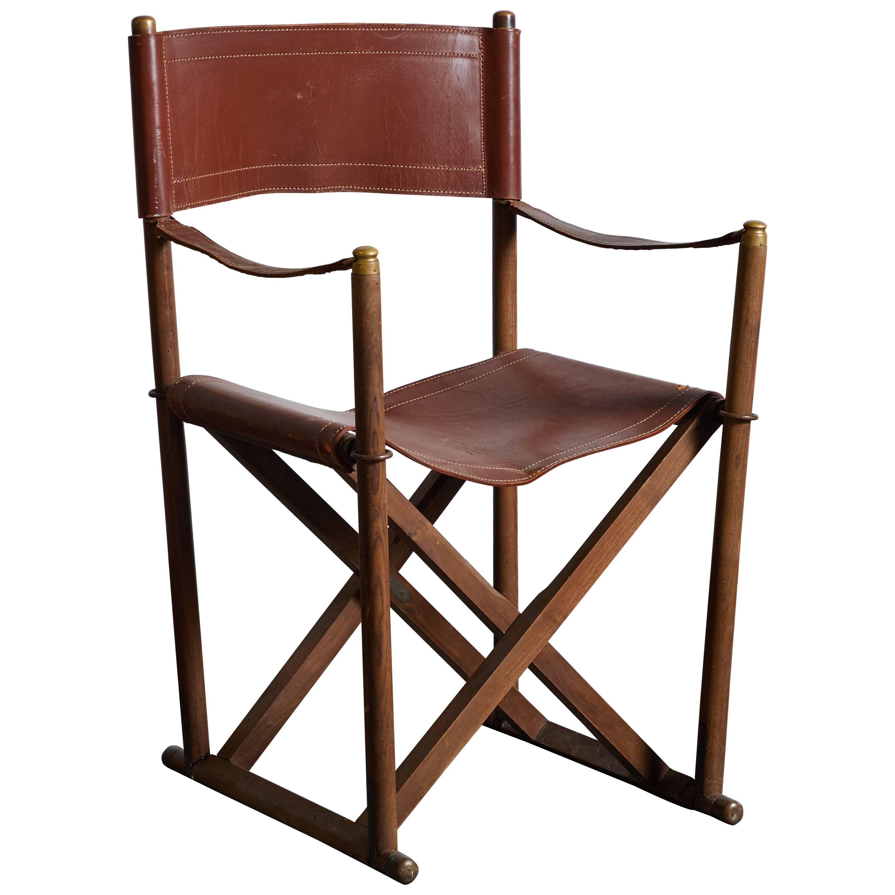Early MK-16 Leather Campaign Chair by Mogens Koch