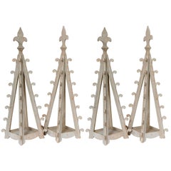 Two Pairs of Decorative Gothic Wooden Table Candleholders
