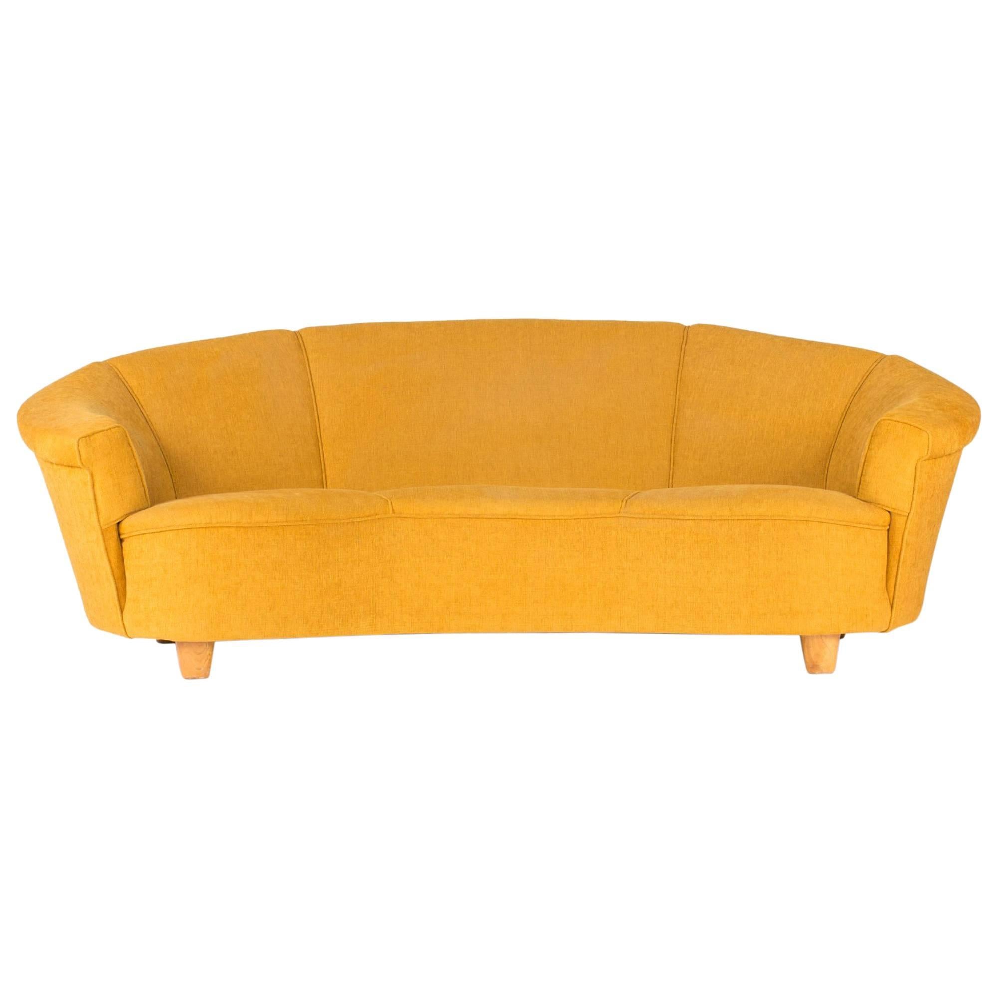 Curved Three Seat Sofa in the style of Otto Schulz For Sale