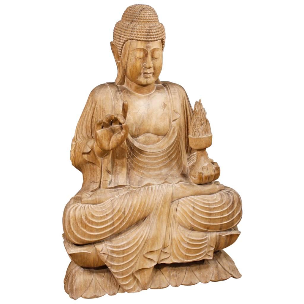 20th Century, Oriental Wooden Buddha Sculpture