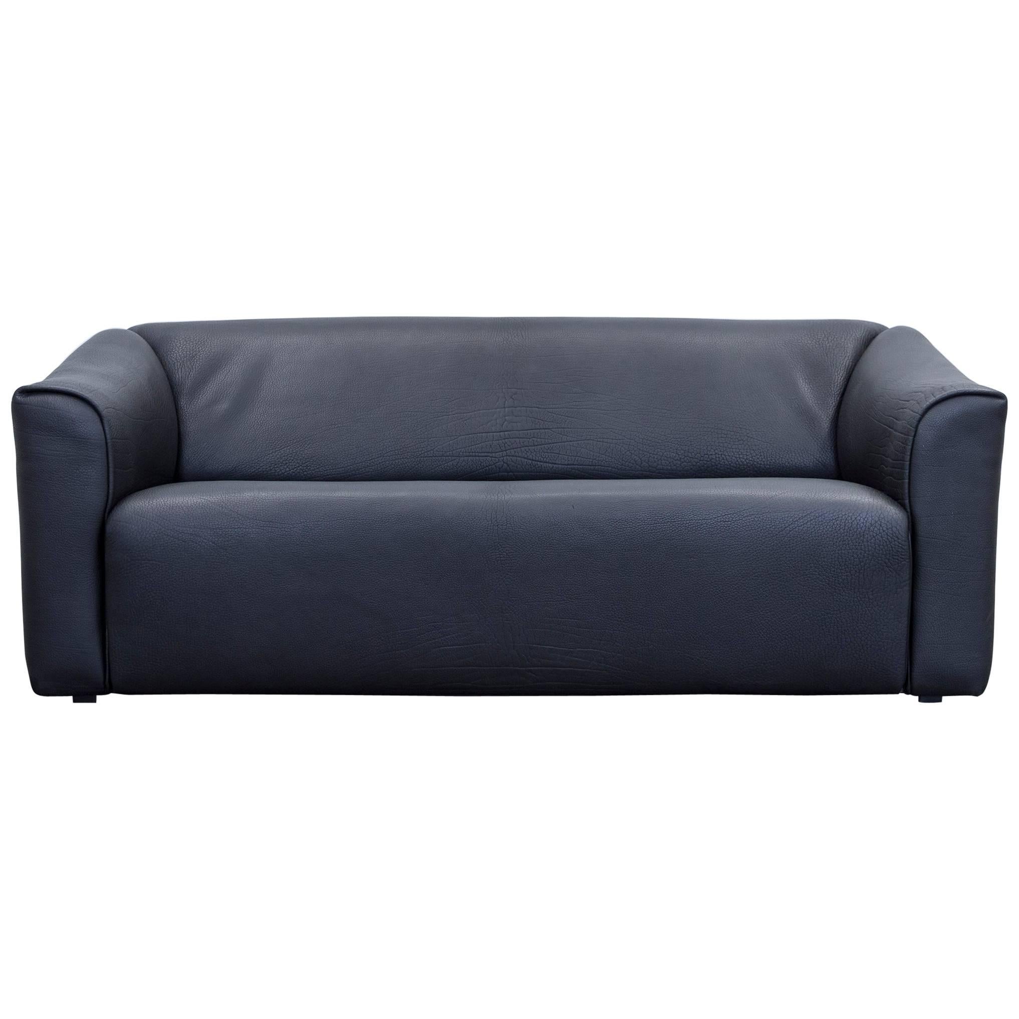 De Sede DS 47 Designer Sofa Neckleather Black Three-Seat Function Couch Modern