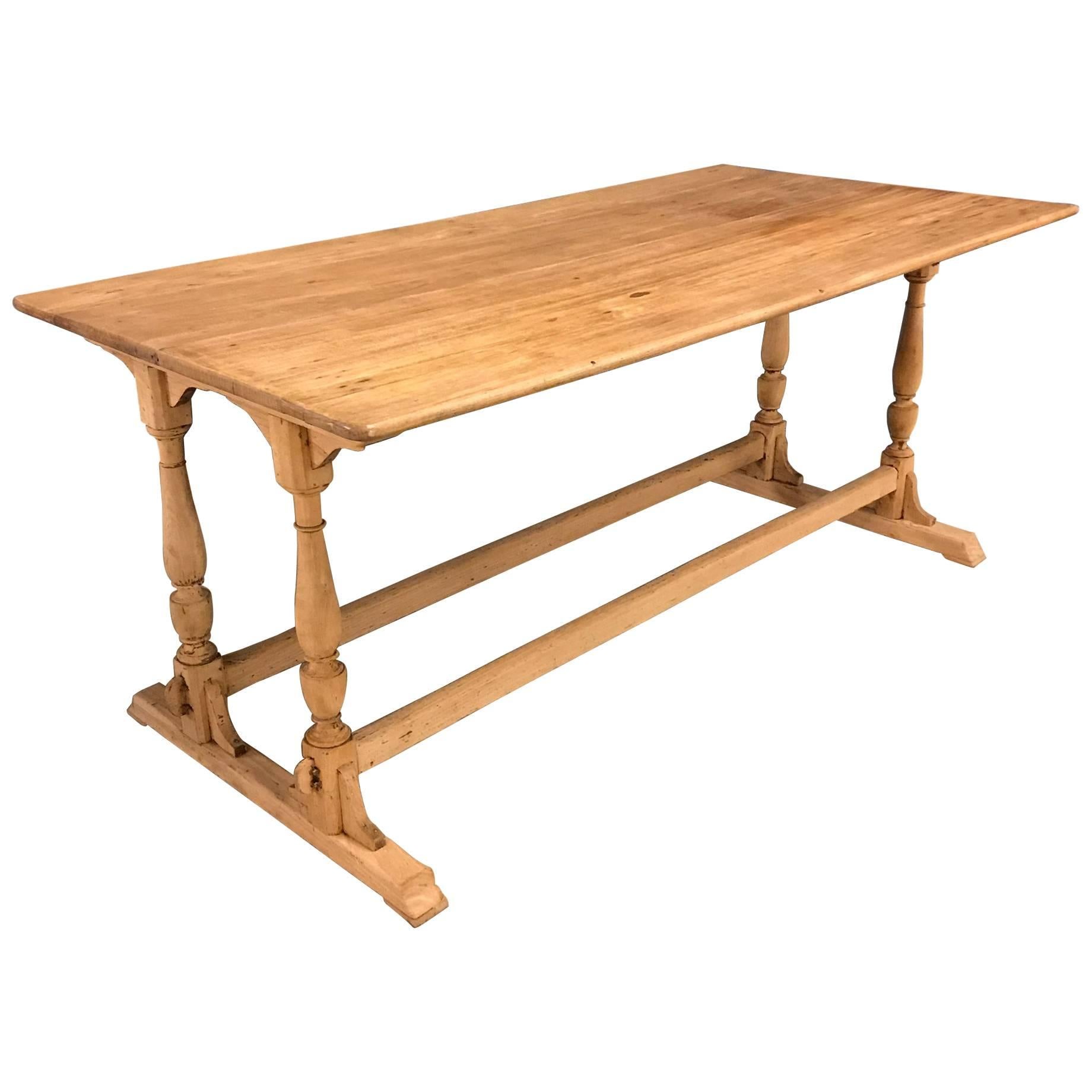 French Antique Bleeched Oak Farmhouse Table