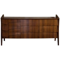 1950s, Italian Ebony Wood Chest of Drawers Gio Ponti Style