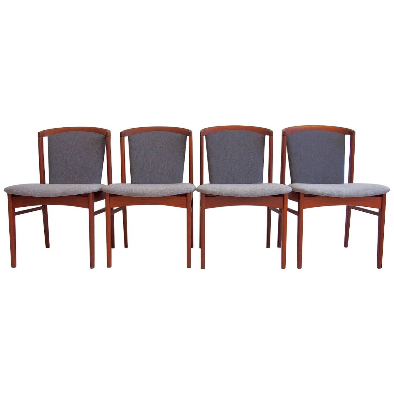 Four Teak Dining Chairs Designed by Erik Buch for Christensens Mobelfabrik