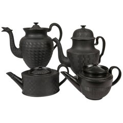 Antique Black Basalt Teapots and Coffee Pots