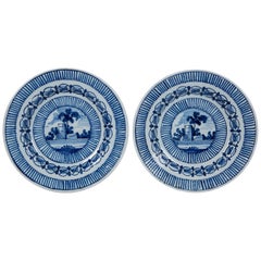 Pair of Blue and White Delft Plates