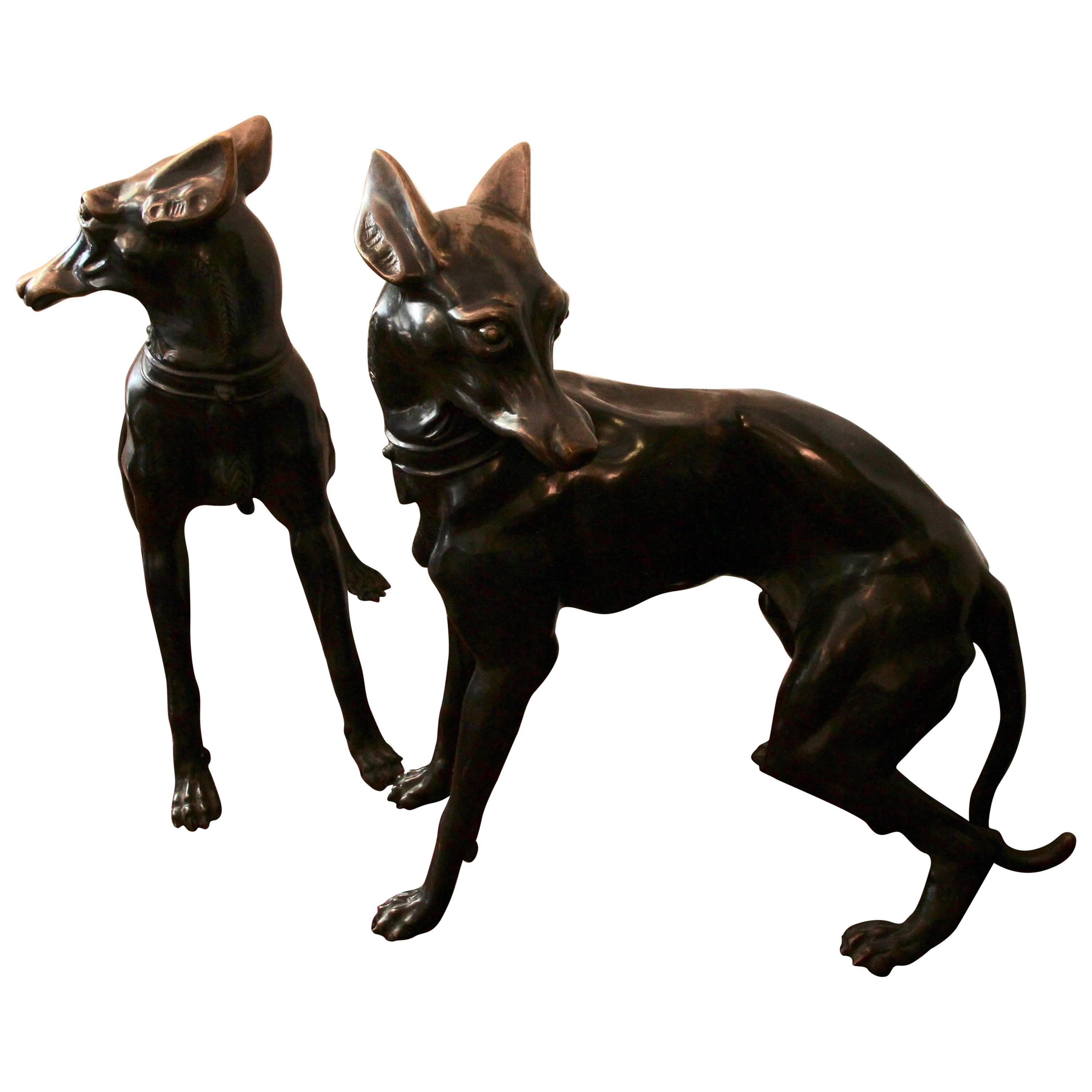 Pair of Bronze Dogs, 1960s-1970s For Sale