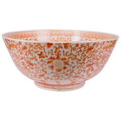 Orange Chinese Porcelain Punch Bowl