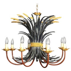 French Polychrome Toleware Eight-Light Chandelier