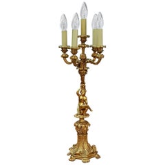 Antique Victorian Gilt Bronze Table Light