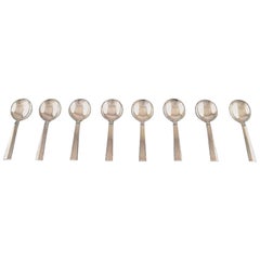 Georg Jensen Sterling Silver Block / Acadia Eight Bouillon Spoons