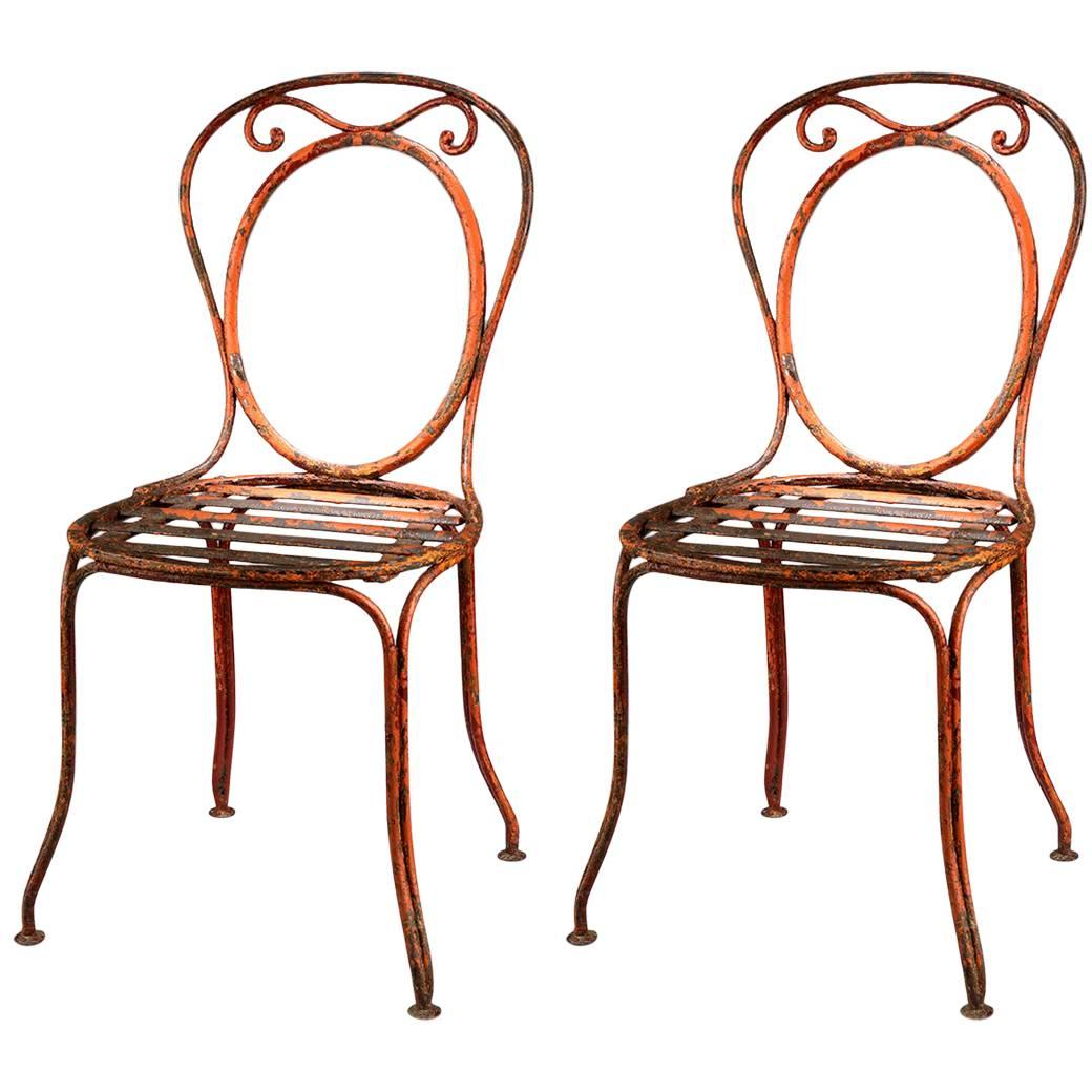 Pair of Open Oval Back Café Chairs
