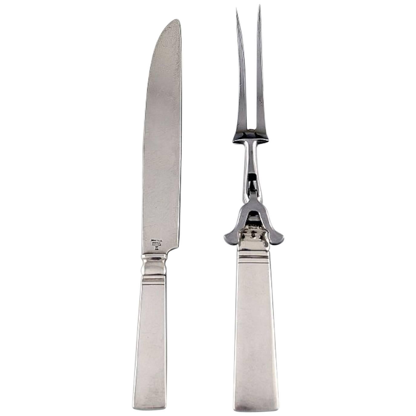 Georg Jensen Sterling Silver Block / Acadia Carving Set