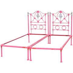 Twin Pair of Cast Iron Platform Beds MU35