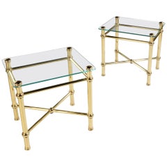 Pair of 20th Century Brass and Glass Occasional Tables