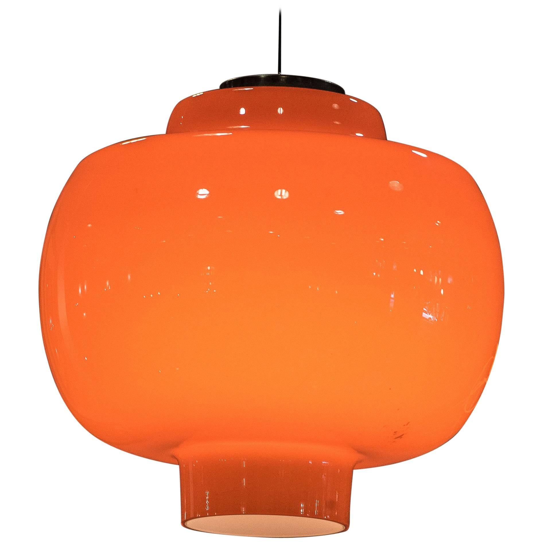 Orange murano ceiling Lamp by Vistosi. Round. Circa 1930