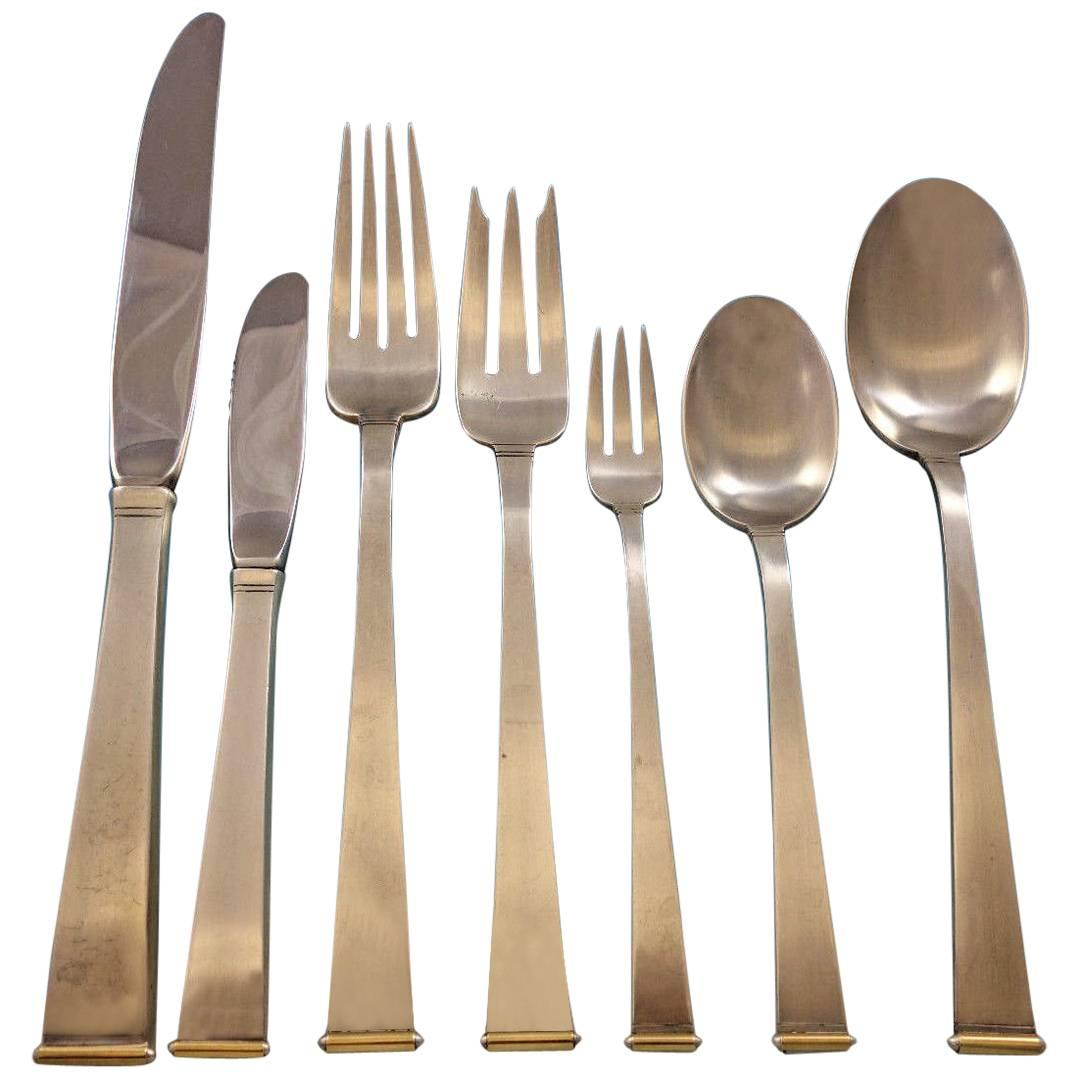 Gold Tip by Gorham Sterling Silver Flatware Set Service 92 Pc Mid-Century Modern For Sale