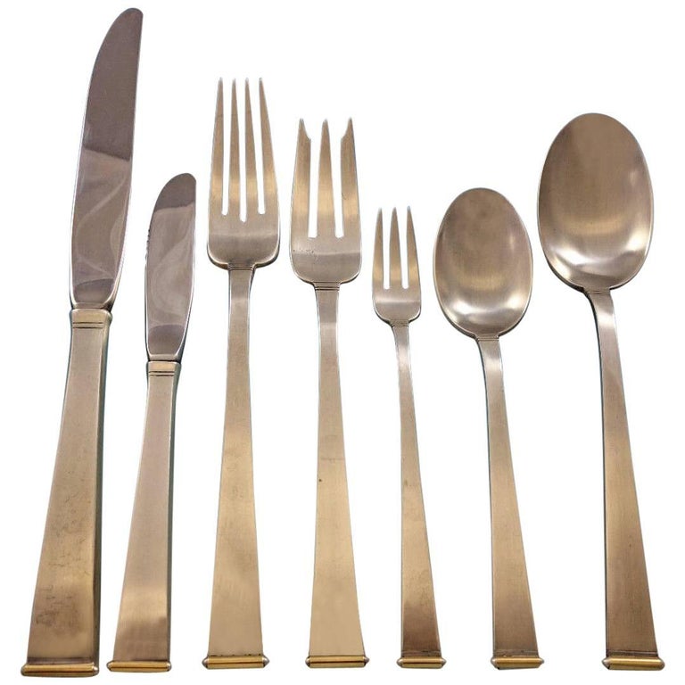 Gold Tip by Gorham Sterling Silver Flatware Set Service 92 Pc Mid