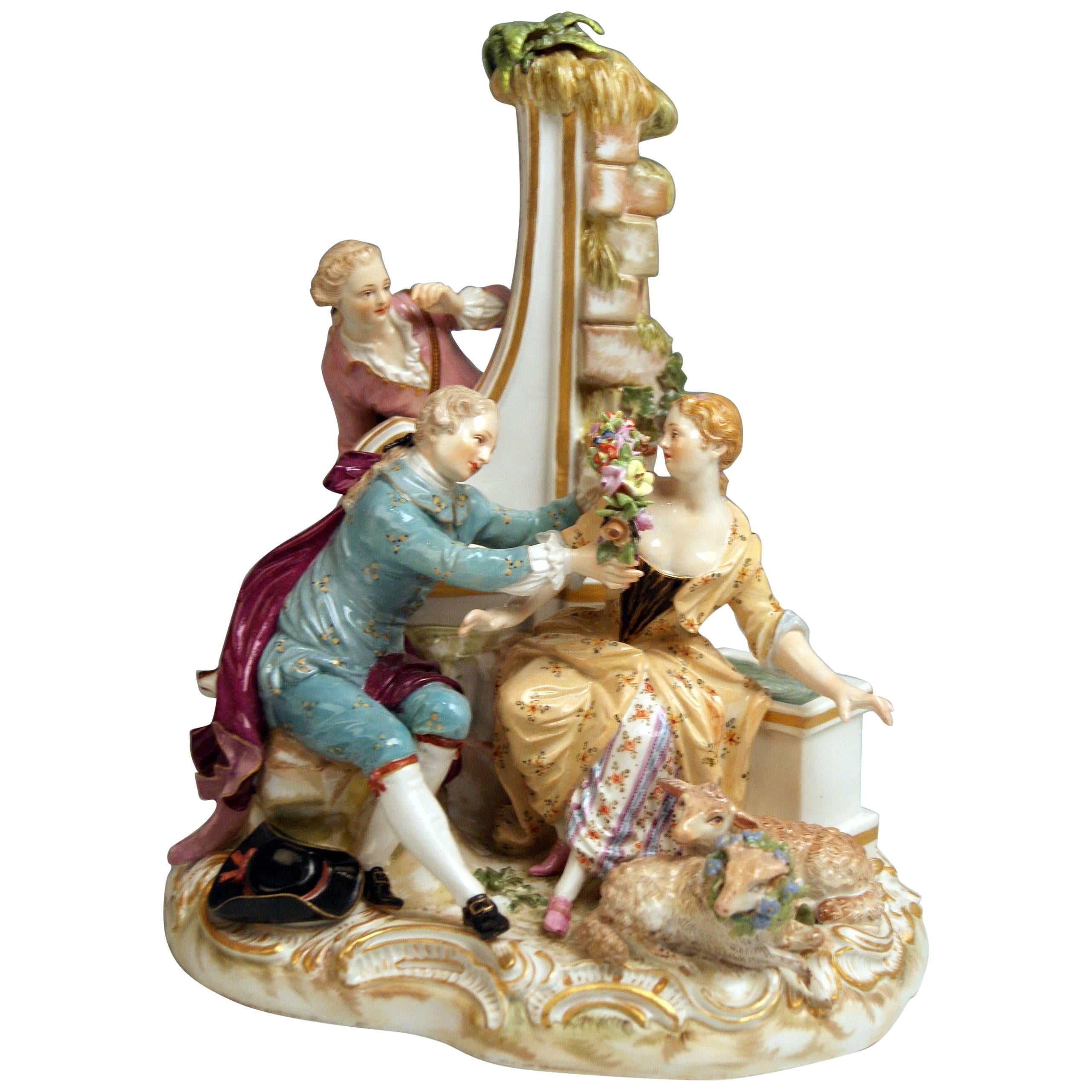 Meissen Shepherds Figurines Model 2870 Johann Joachim Kaendler, circa 1850 For Sale