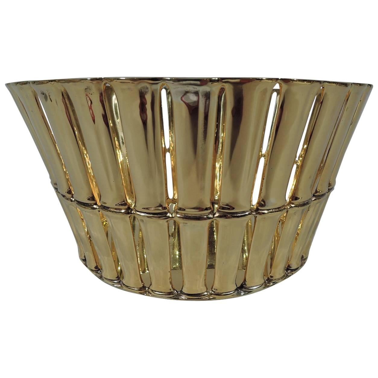 Tiffany Silver Gilt Basket in Desirable Bamboo Pattern