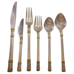 Aegean Weave Gold by Wallace Sterling Silver Flatware Set 12 Service 78 Pieces