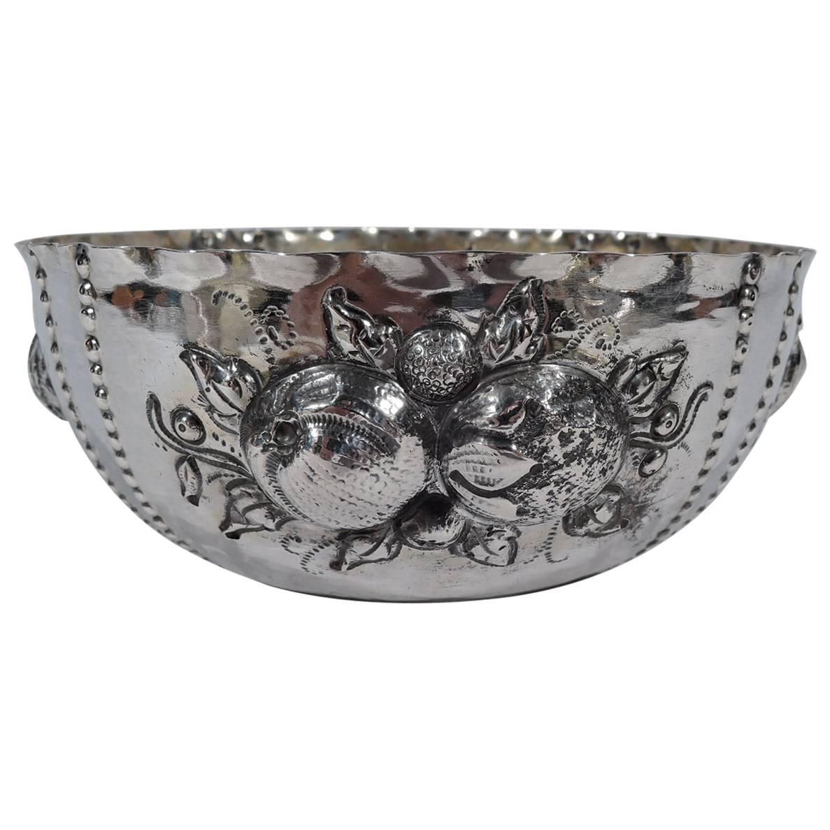 Antique Swedish Silver Naïve Bowl with Fruits by CG Hallberg