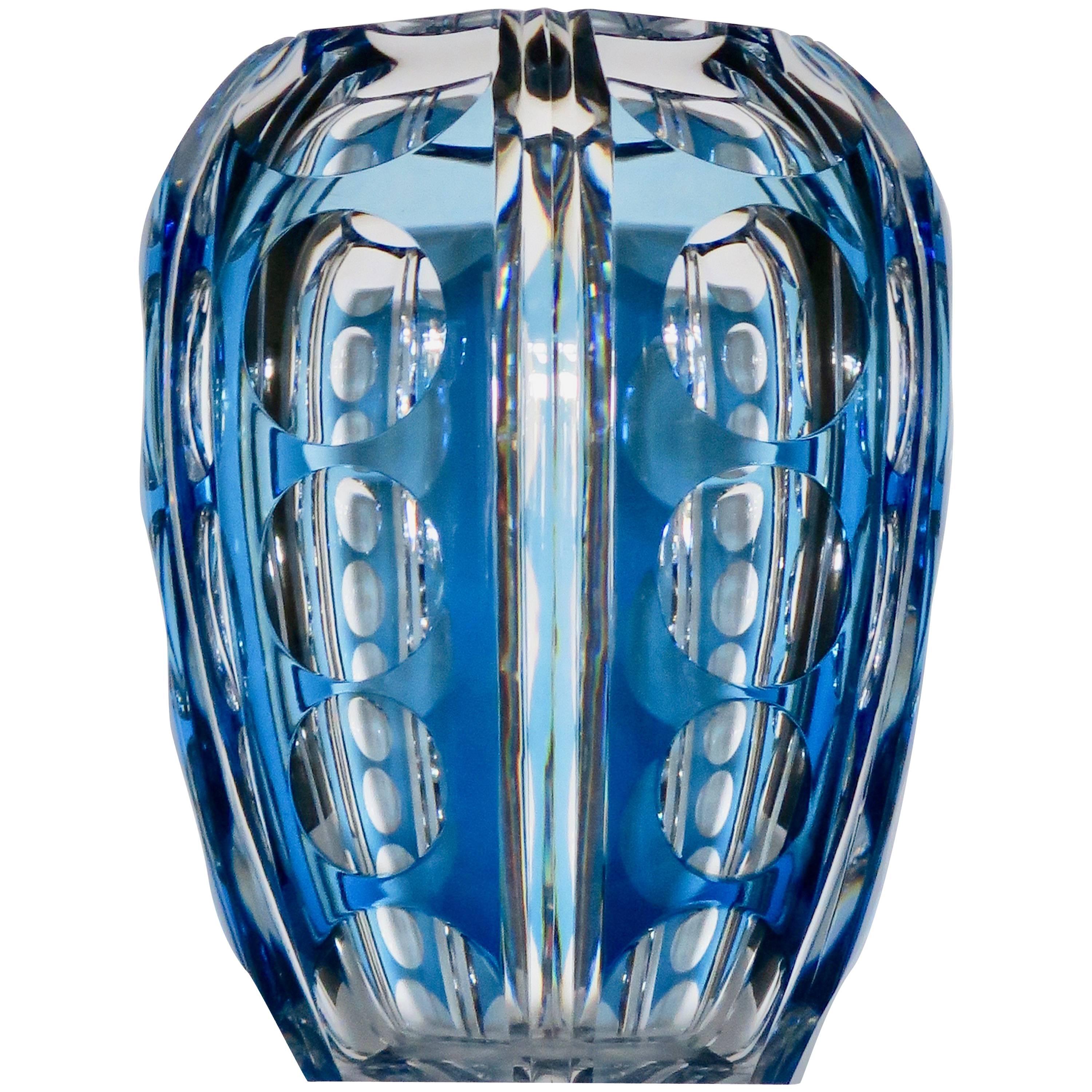 Rare Joseph Simon signed "Blue Prismatic" Vase, 1930 For Sale