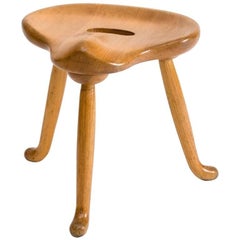 Rare Three-Legged Stool in Ash, circa 1925 by Josef Frank