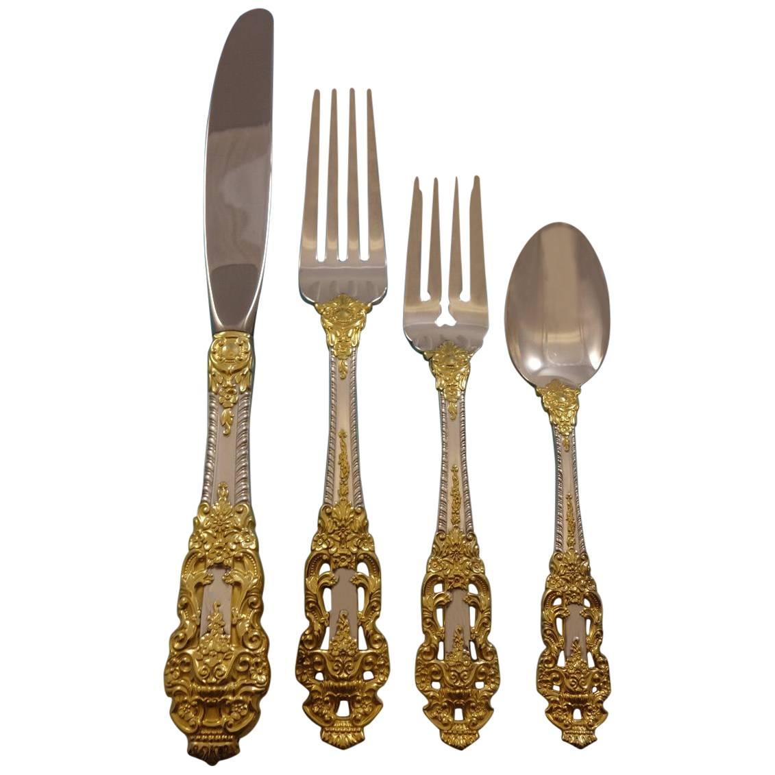 Golden Crown Baroque by Gorham Sterling Silver Flatware Dinner, Eight Service