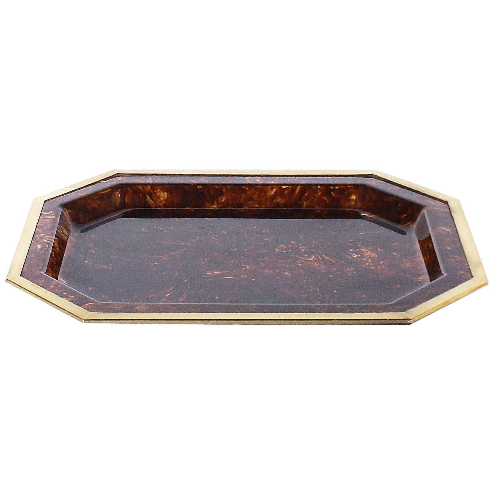 French Resin Tray with Brass Border Detail, circa 1970