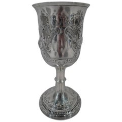 English Georgian Sterling Silver Goblet with Strapwork